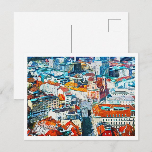 Ljubljana Slovenia Beautiful Oil Paint Landscape Postcard (Front/Back)