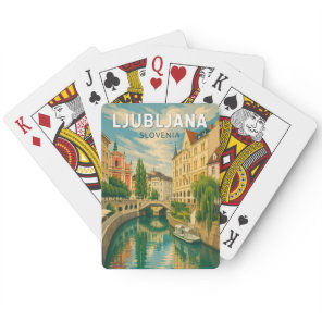 Ljubljana Slovenia Illustration Travel Art Vintage Poker Cards