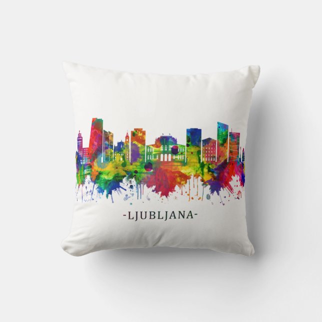Ljubljana Slovenia Skyline Throw Pillow (Front)