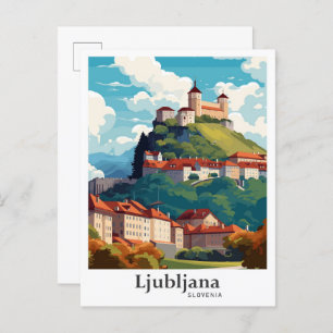 Ljubljana Slovenia Travel Potrait Illustration Postcard
