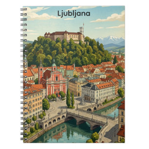 Ljubljana Slovenia Vintage Travel City View Notebook