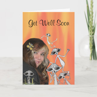 LK and Alien Friends Get Well Soon Greeting Card