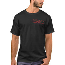 LKUS dark T-shirt with design on front and back