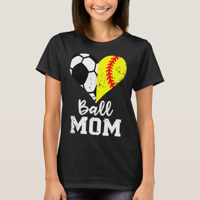 Ll Mom Heart Funny Softll Soccer Mom  T-Shirt (Front)