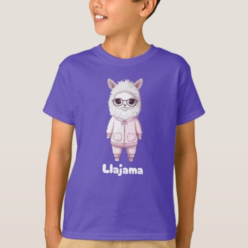 Llajama _ Llama in Pink Pajamas T_Shirt