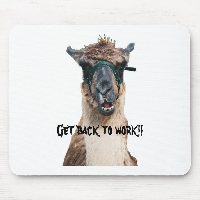 llama1, Get back to work!! Mouse Pad (Front)