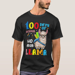 Llama 100 Days Of School No Probllama Teacher Stud T-Shirt