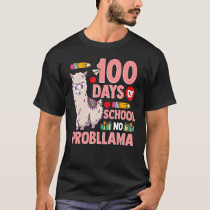 Llama 100 Days Of School No Probllama Teacher Stud T-Shirt