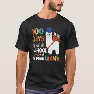 Llama 100 Days Of School No Probllama Teacher Stud T-Shirt