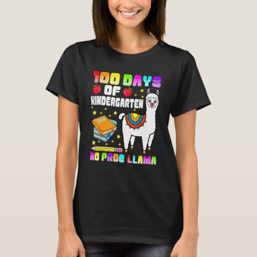 Llama 100th Day Of Kindergarten Teacher Shirts No T_Shirt