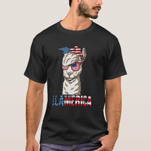 Llama 4Th Of July Llamerica Patriotic T_Shirt