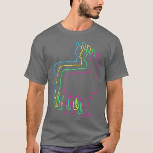 Llama 80s Neon T_Shirt