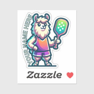 LLAMA add your own text - Pickleball Mascot Player Sticker