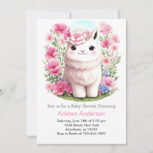 Llama Adventure Awaits Pink Girl Baby Shower Invitation