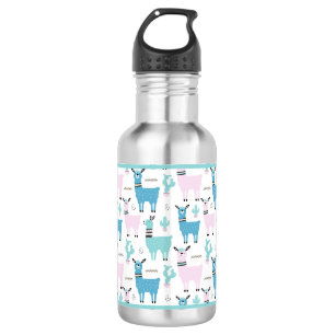 Llama Alapaca Animal Blue Pink Animals Stainless Steel Water Bottle