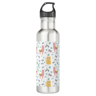Llama Alapaca Cute Animals Boho Design Stainless Steel Water Bottle