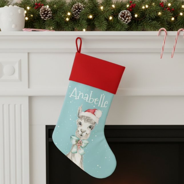 Llama Alpaca Adorable Personalized Christmas Stocking (Creator Uploaded)