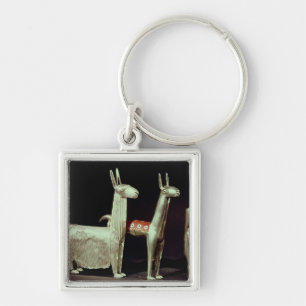 Llama, alpaca and woman keychain