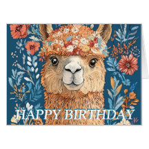 Llama Alpaca Birthday Any Age Card