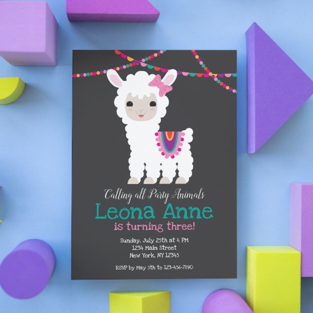 Llama Alpaca Birthday Invitation (Creator Uploaded)