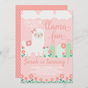 Llama Alpaca Birthday Party Invitation Invite