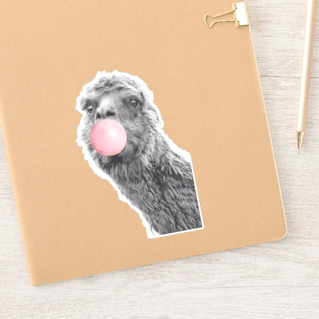 Llama Alpaca Blowing Bubble Gum Cute Sticker (Notebook)