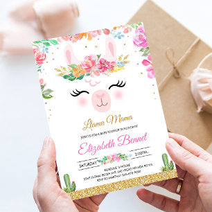 Llama Alpaca Cactus Fiesta Baby Shower Invite