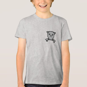 Llama Alpaca Cute Fluffy Animal Peeking Over Edge Tri-Blend Shirt