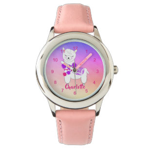 Llama Alpaca Cute Girls  Personalized Watch