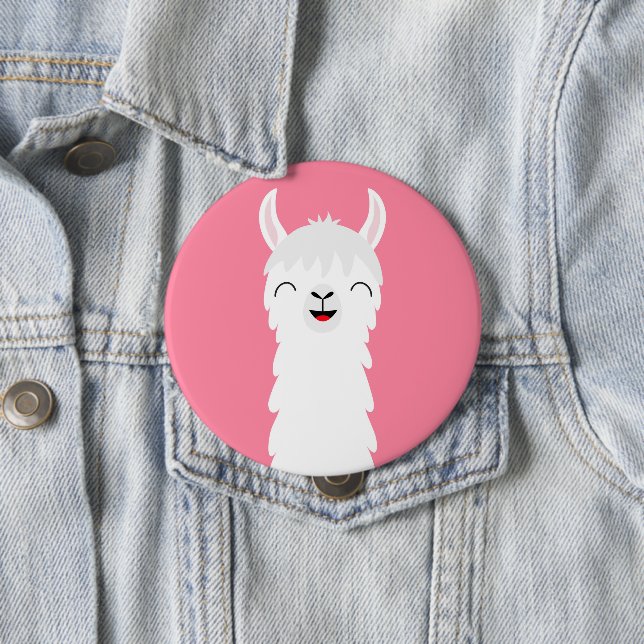 Llama alpaca face button (In Situ)