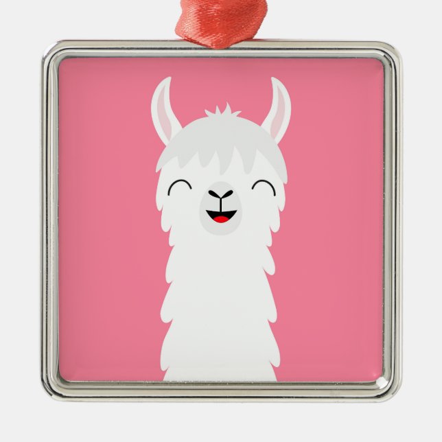 Llama alpaca face metal ornament (Front)