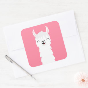 Llama alpaca face square sticker