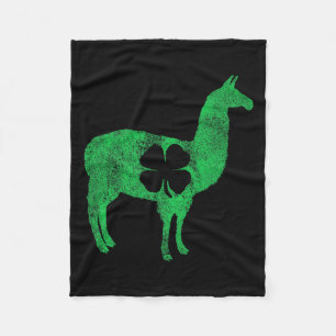 Llama Alpaca Gift St Patricks Day Shamrock Clove T Fleece Blanket