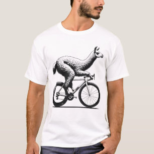 Llama Alpaca Riding Bike Biker Bicycle Lover T-Shirt