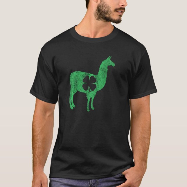 Llama Alpaca  St. Patrick S Day Shamrock Clover Ir T-Shirt (Front)
