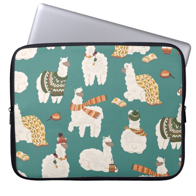 Llama Alpaca Sweater Seamless Pattern. Laptop Sleeve (Front)