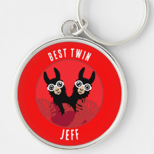 Llama Alpaca Twin Boys Keychain