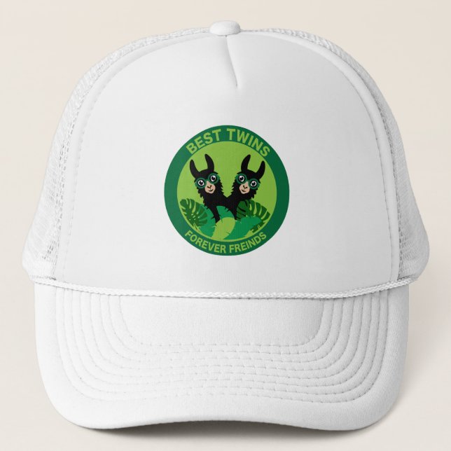 Llama Alpaca Twins Trucker Hat (Front)