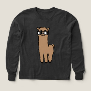 Llama Alpaca Wearing Glasses Nerd Geek Cute Tri-Blend Shirts