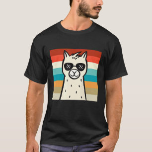 Llama Alpaca Wearing Sunglasses Vintage Retro T-Shirt