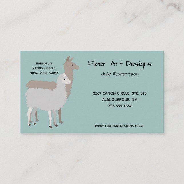 Llama Alpaca Yarn Business Card (Front)