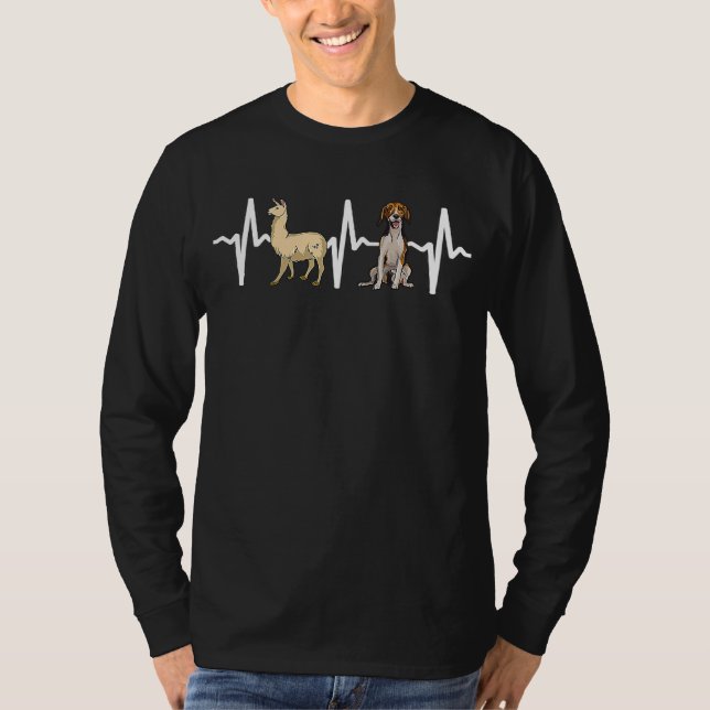 Llama American Foxhound Heartbeat Dog T-Shirt (Front)