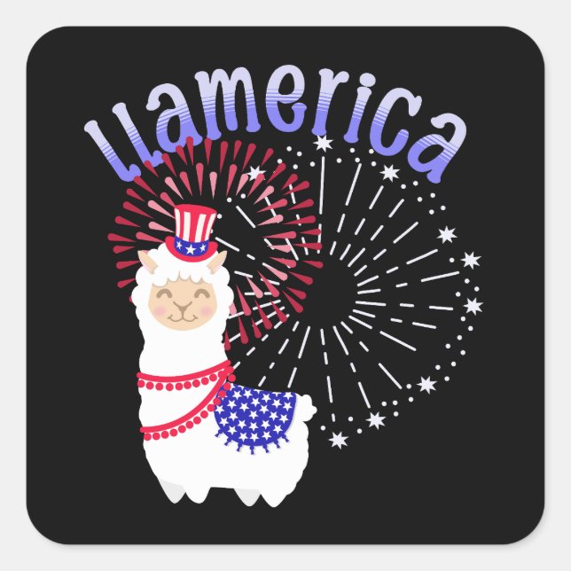Llama American July 4th Square Sticker (Front)
