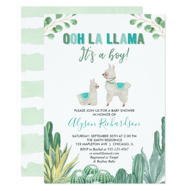 cactus baby boy shower invitations