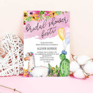 Llama and Cactus Bridal Shower Fiesta Invitation
