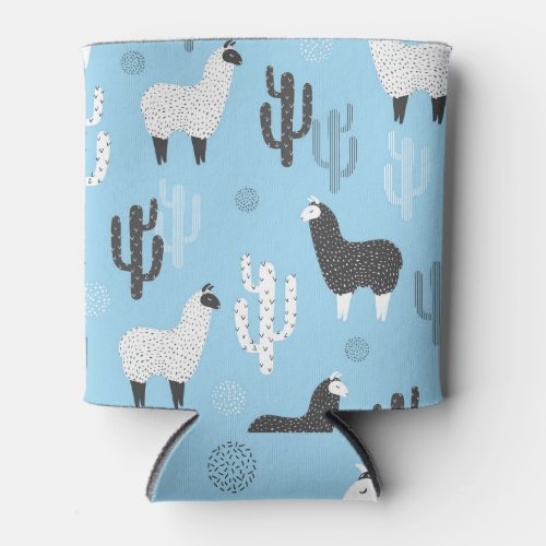 Llama and cactus cute pattern can cooler