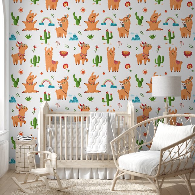 Llama and Cactus Fun Animal Wallpaper (Kids)