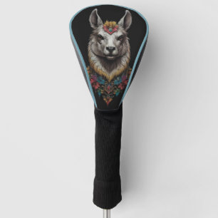 Llama And Flower Portrait, Golf Head Cover