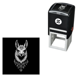 Llama And Flower Portrait, Self-inking Stamp