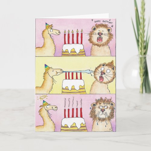 LLAMA AND LION greeting card by Nicole Janes